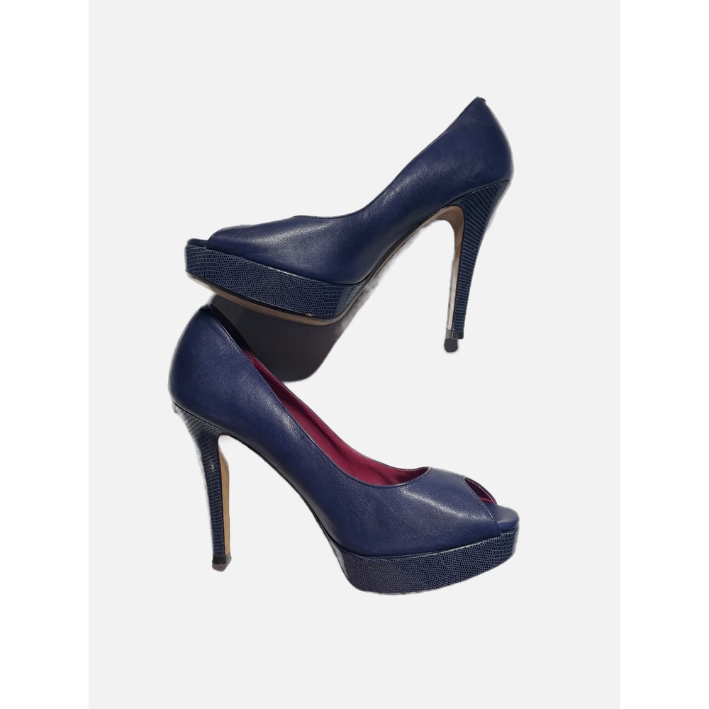 Cole Haan Peep Toe Pumps‎ Womens 8.5 Blue Nike Air Platform Stiletto Dressy Chic